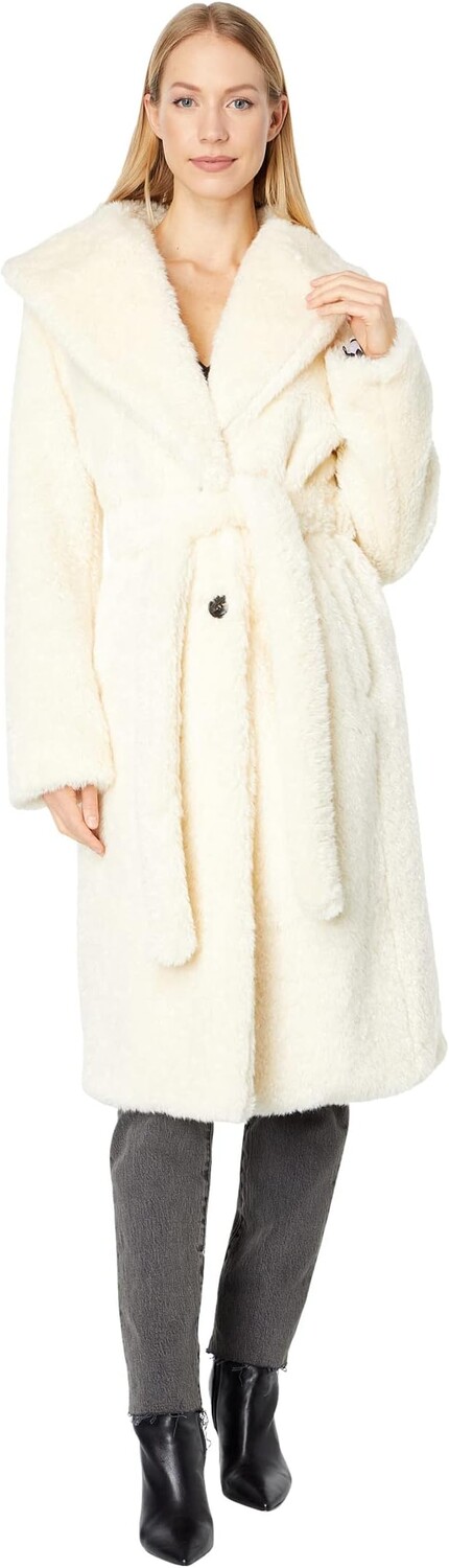 

Пальто Avec Les Filles Textured Faux Bunny Robe Coat, слоновая кость