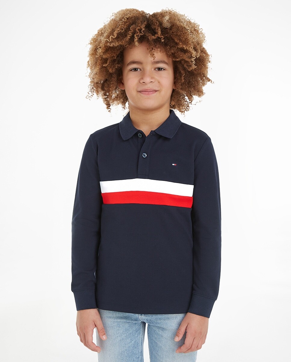 

Рубашка-поло для мальчика с длинными рукавами и логотипом Tommy Hilfiger, синий