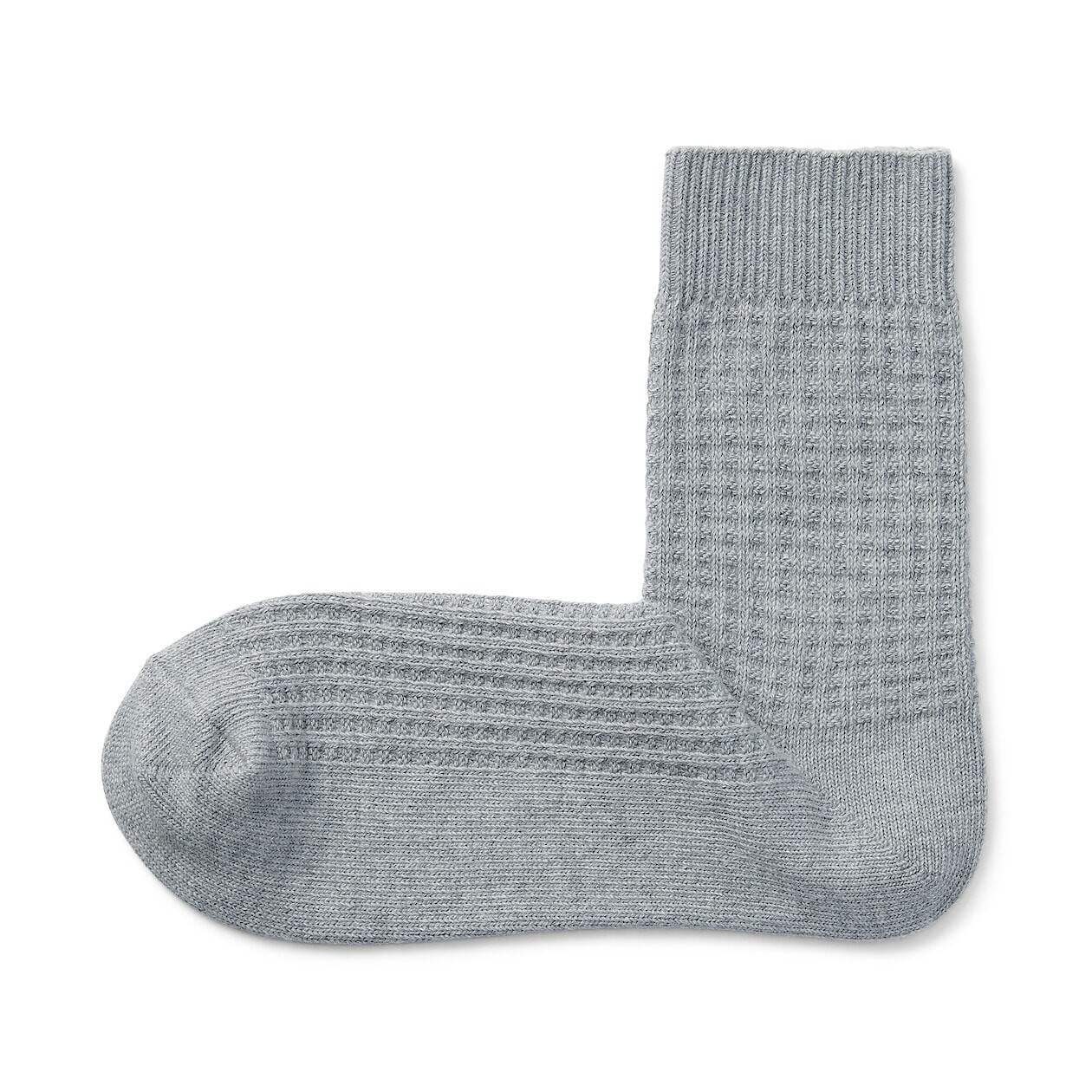 

Короткие носки прямоугольной вязки вафельной вязки (мужские) MUJI, серый