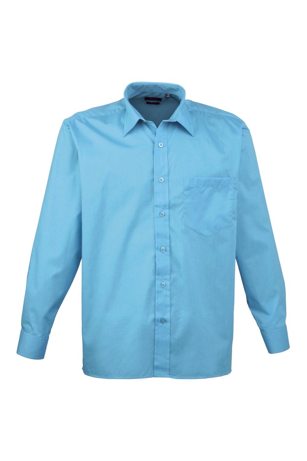 Простая рабочая рубашка из поплина с длинными рукавами Premier, синий
