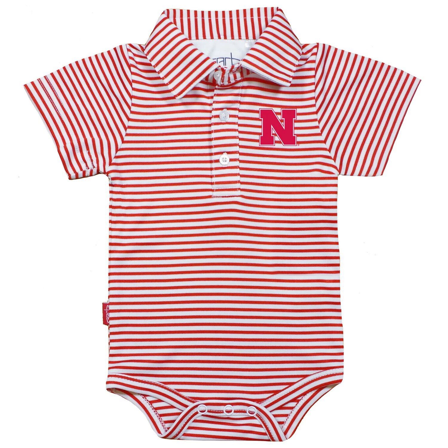 

Infant Garb Красно-белое боди Nebraska Huskers Carson в полоску с короткими рукавами Unbranded