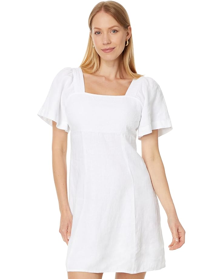 Платье Madewell Square-Neck Mini in 100% Linen, цвет Eyelet White