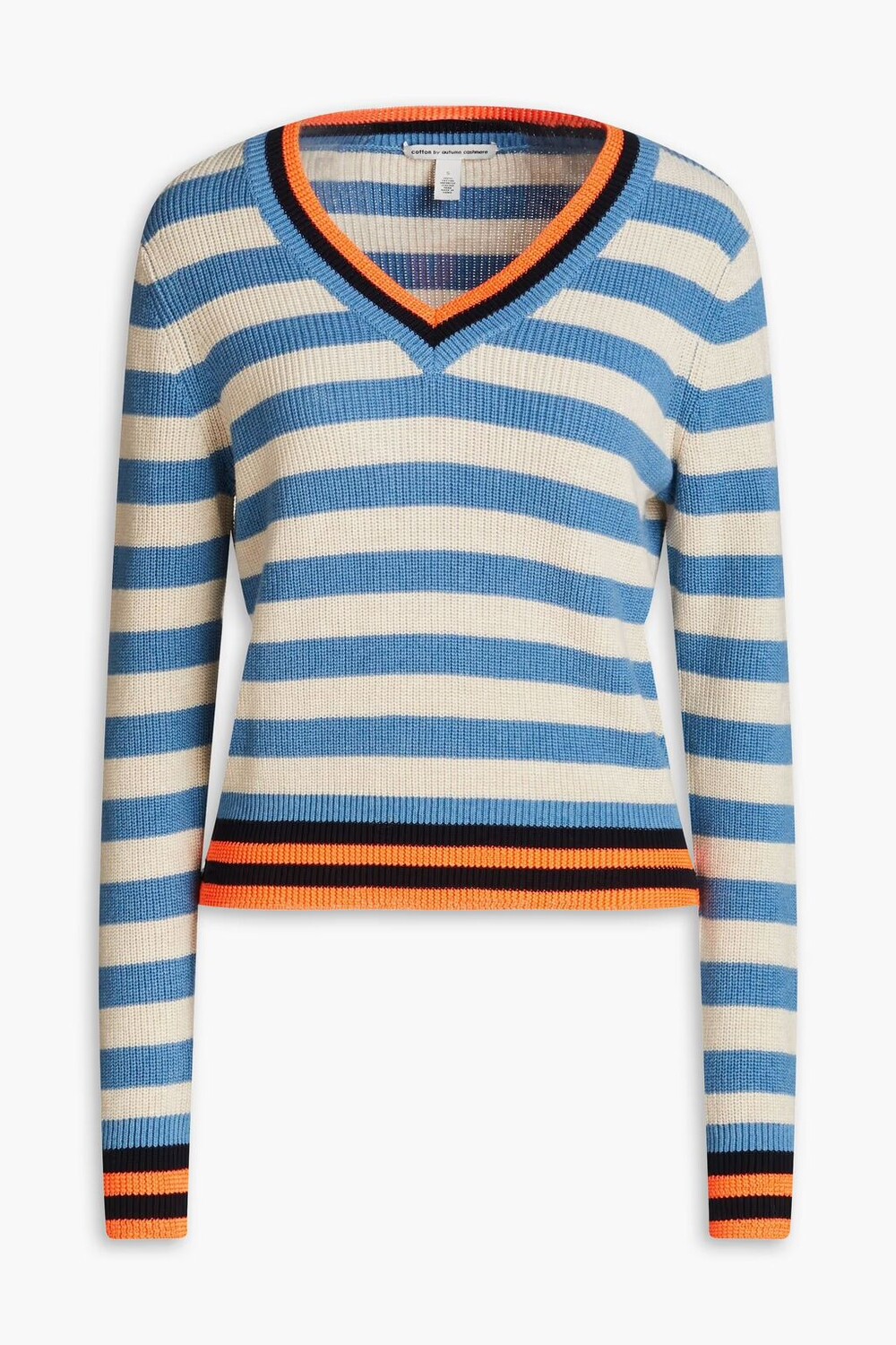 

Полосатый хлопковый свитер Cotton By Autumn Cashmere, светло-синий