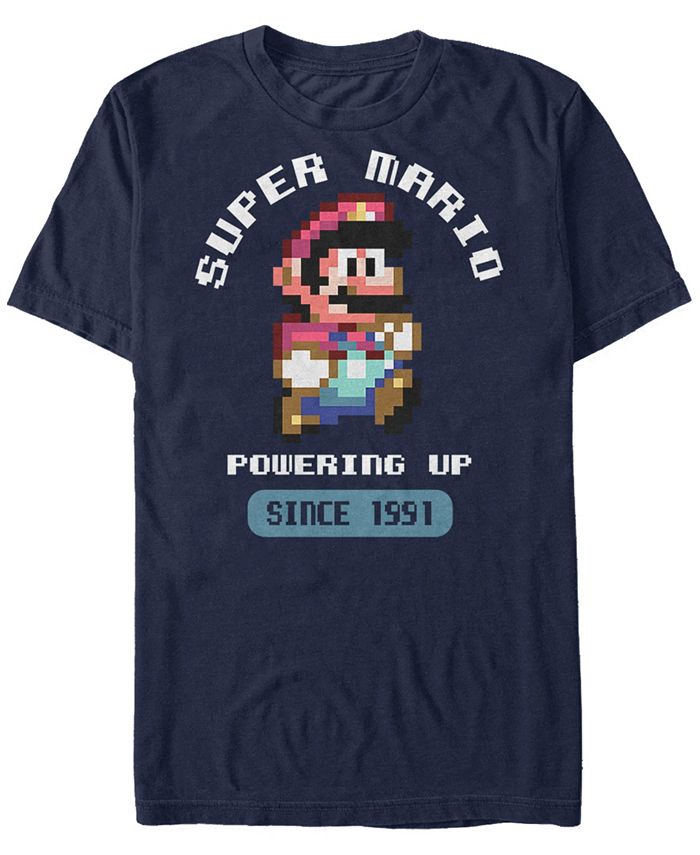 Мужская футболка Nintendo с коротким рукавом Super Mario Powering Up с 1991 года Fifth Sun, синий