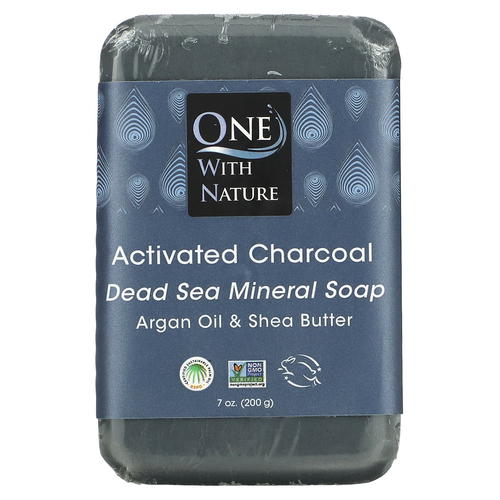 One with Nature Triple Milled Mineral Soap Bar Activated Charcoal 7 oz (200 g)