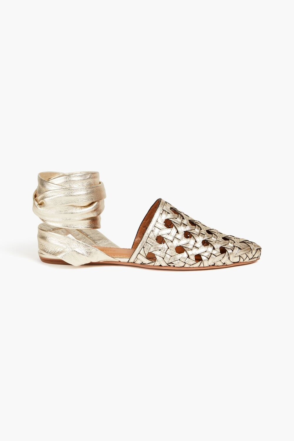 

Сандалии из плетеной кожи с эффектом металлик Tory Burch, платина