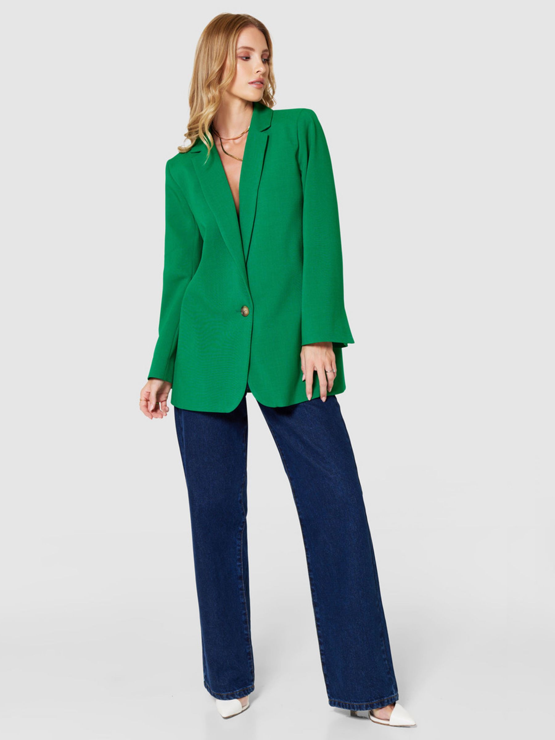 Большой блейзер Closet London, зеленый пиджак удлиненный силуэт прилегающий размер m бежевый