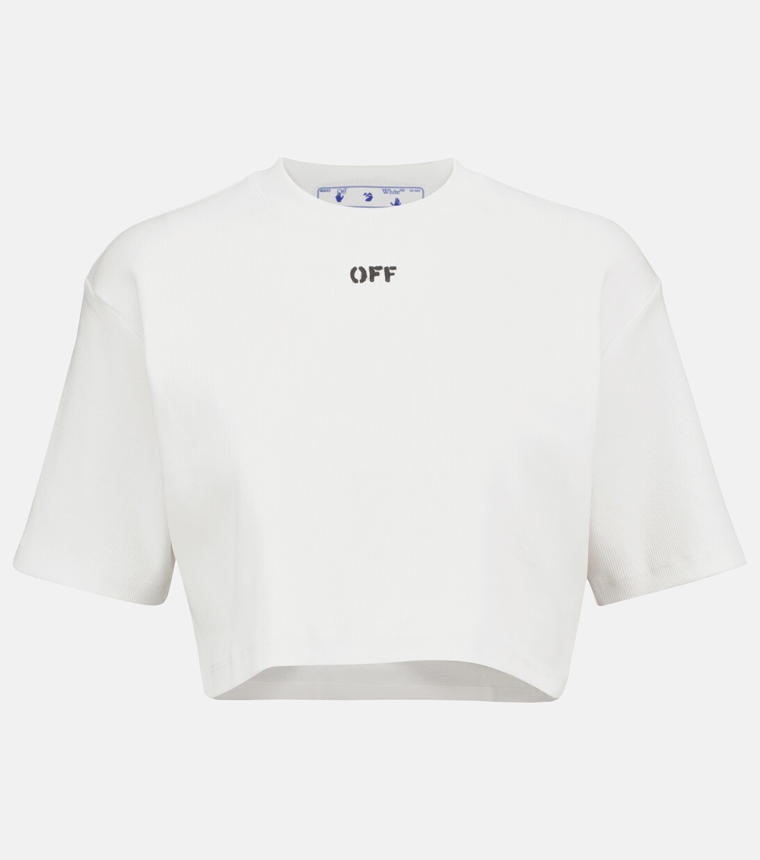 

Укороченная футболка из смесового хлопка с логотипом OFF-WHITE, белый