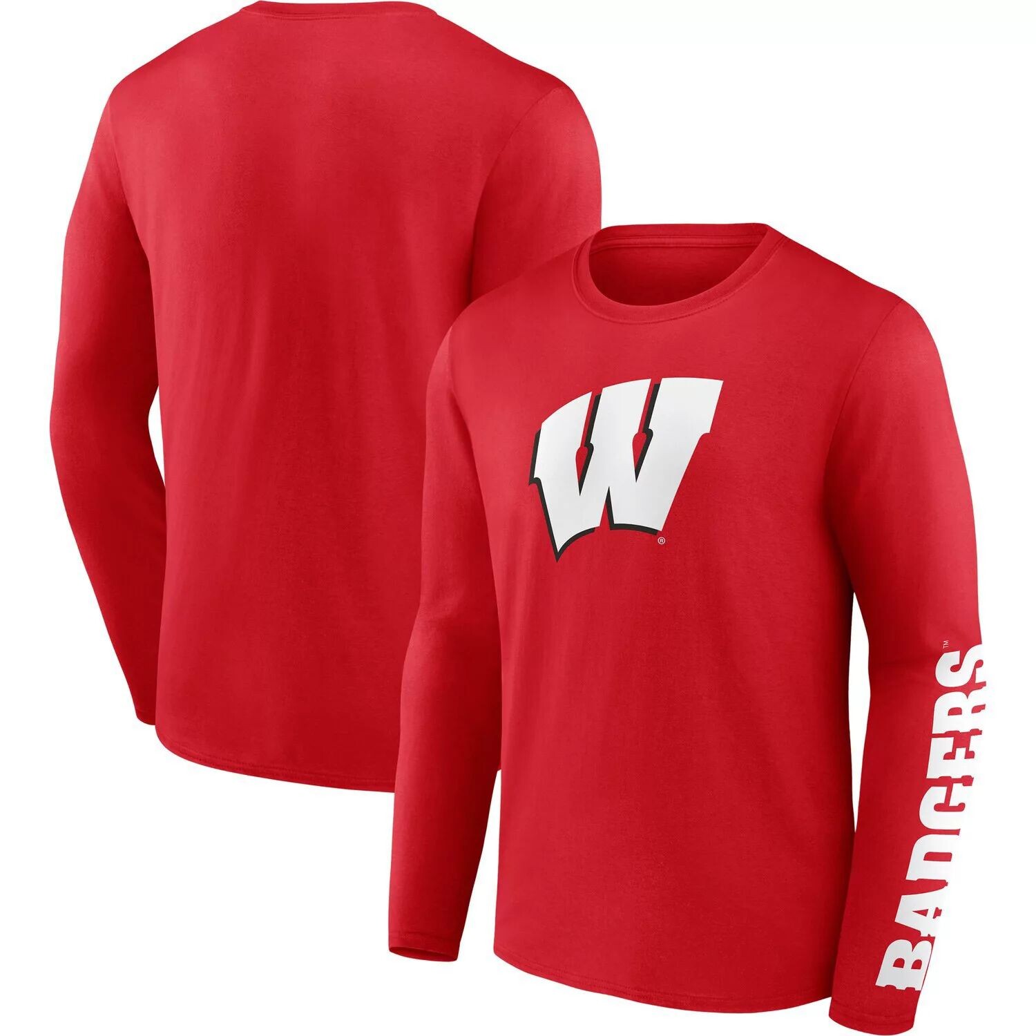 

Мужская фирменная красная футболка Wisconsin Badgers Double Time 2-Hit с длинным рукавом Fanatics, Красный