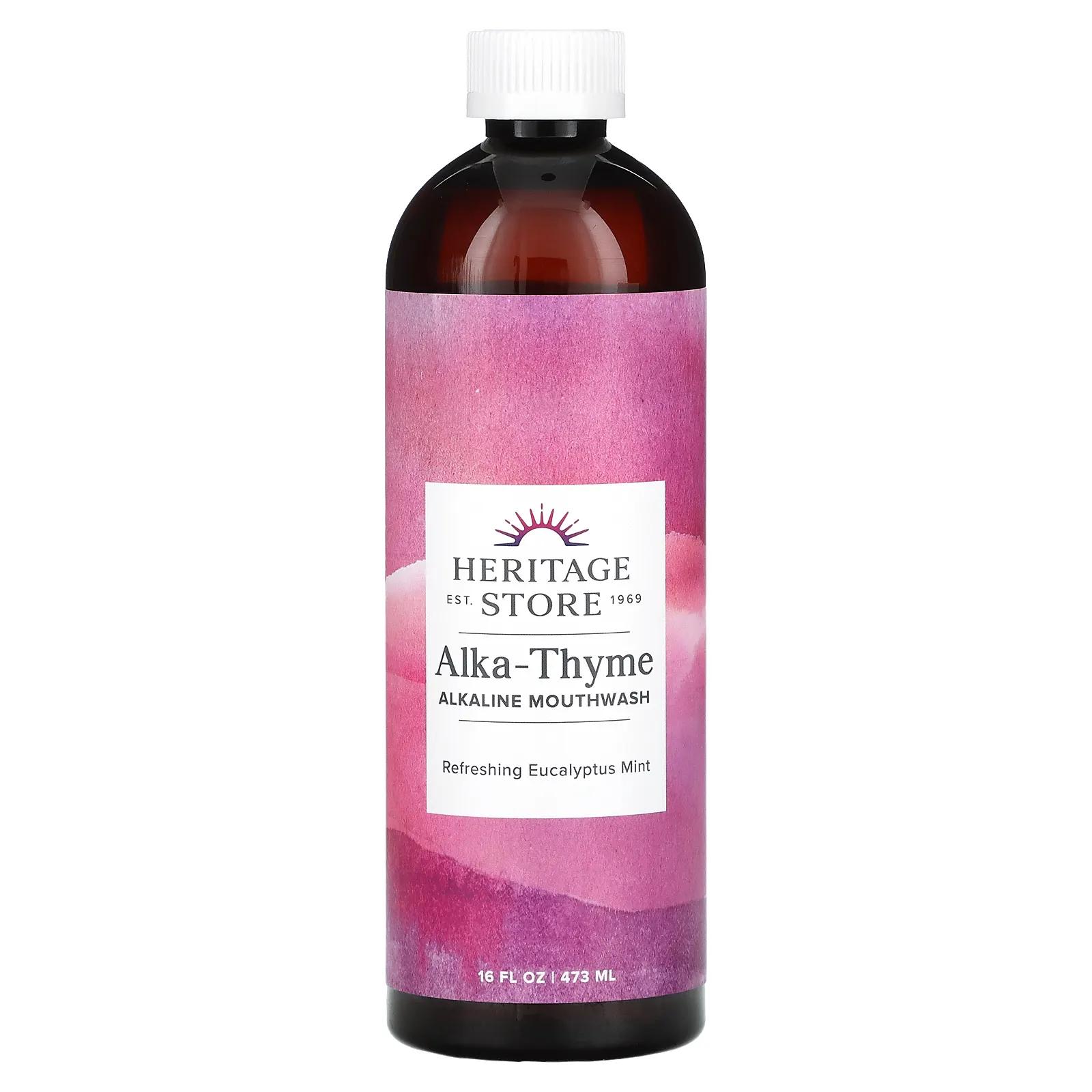 цена Heritage Store Alka-Thyme жидкость для полоскания рта с ароматом тимьяна,480 мл