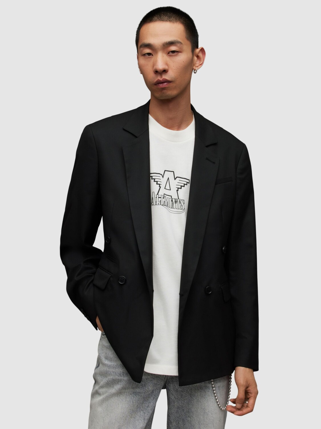 

Приталенный пиджак Evar AllSaints, черный