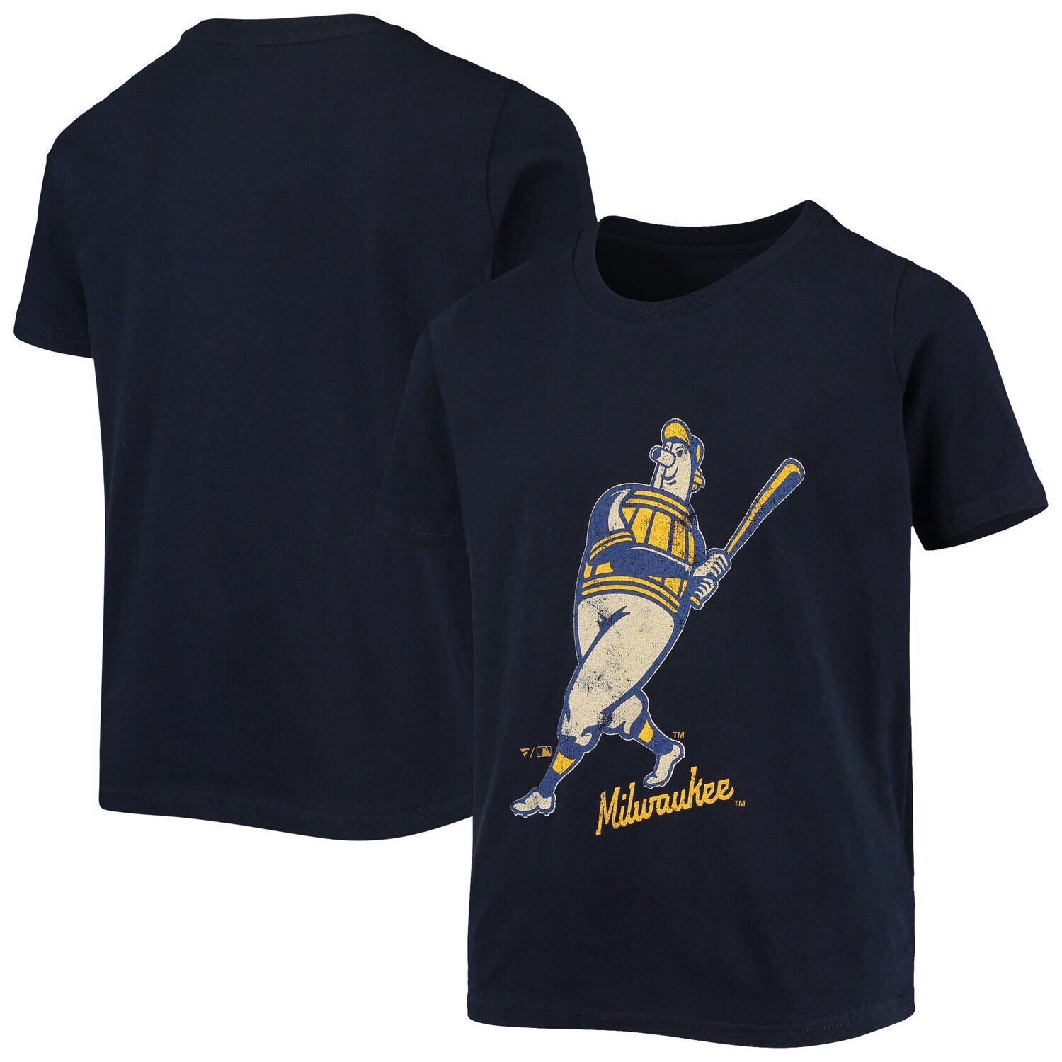 

Молодежная футболка темно-синего цвета Milwaukee Brewers Cooperstown Collection Paint The Black Outerstuff