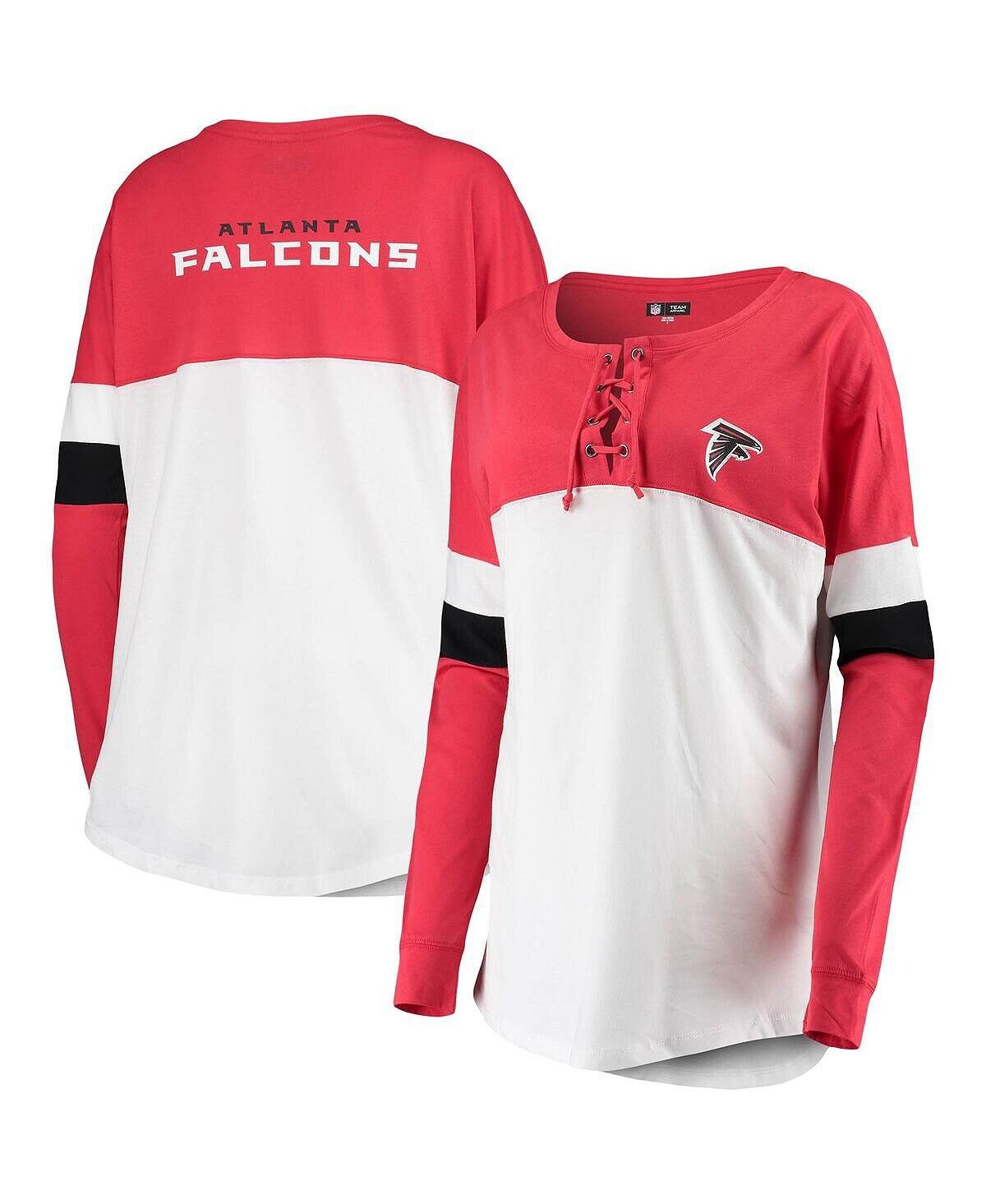 

Женская красно-белая футболка Atlanta Falcons Atlanta Varsity со шнуровкой и длинными рукавами New Era