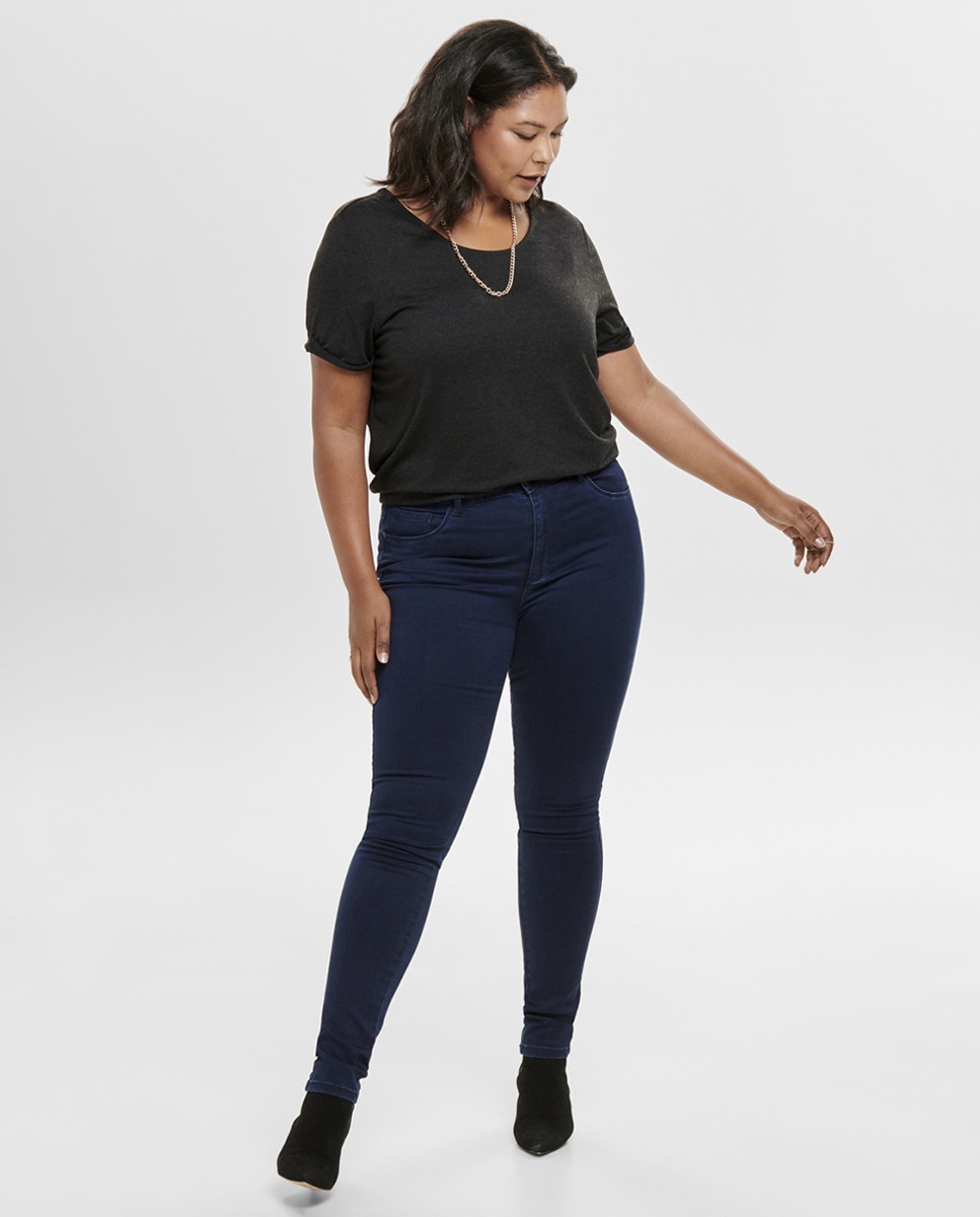 Женские джинсы скинни с завышенной талией Only Carmakoma, темно-синий джинсы kiabi темные 46 размер