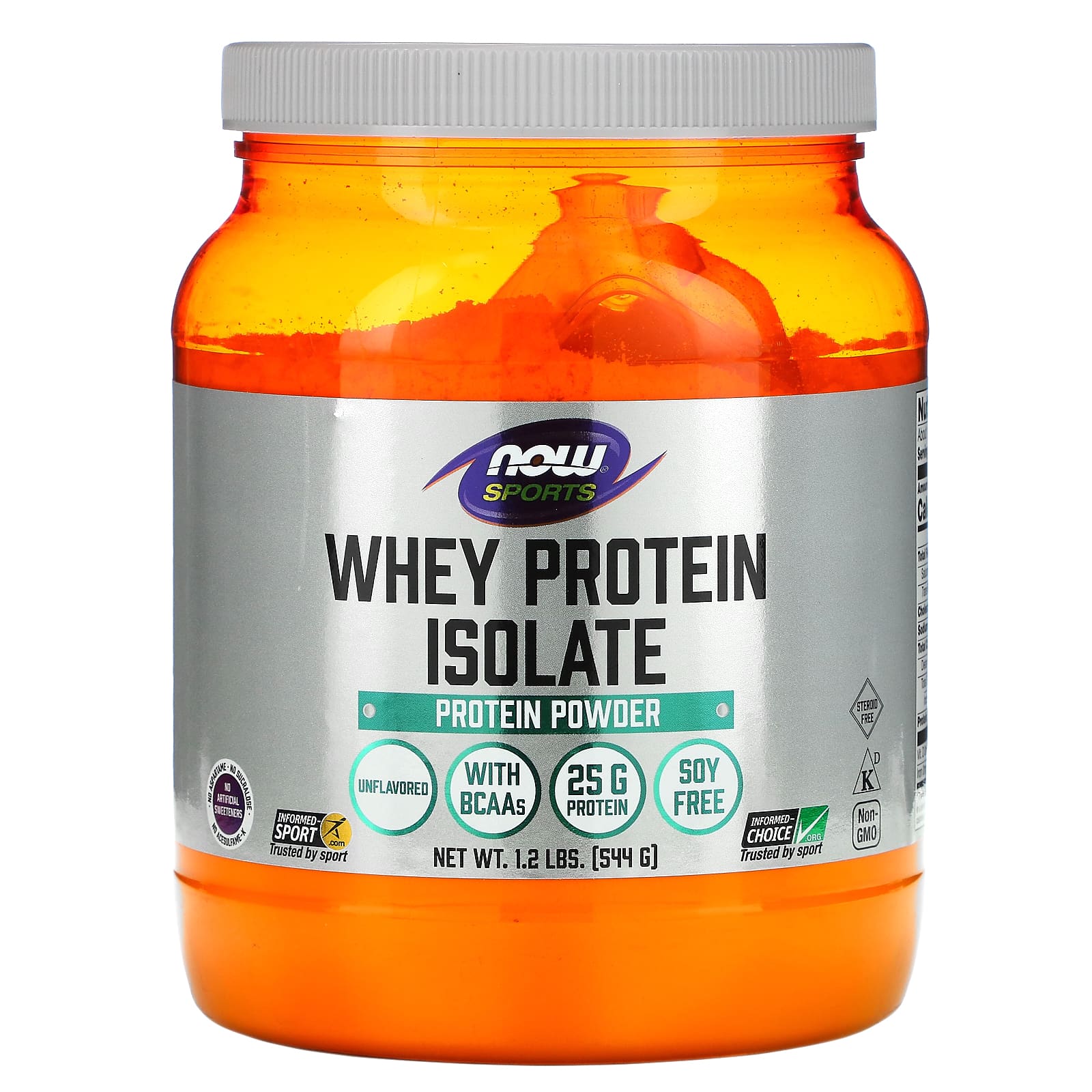 Now Foods Для спорта изолят сывороточного протеина натуральный вкус 1,2 фунта (544 г)