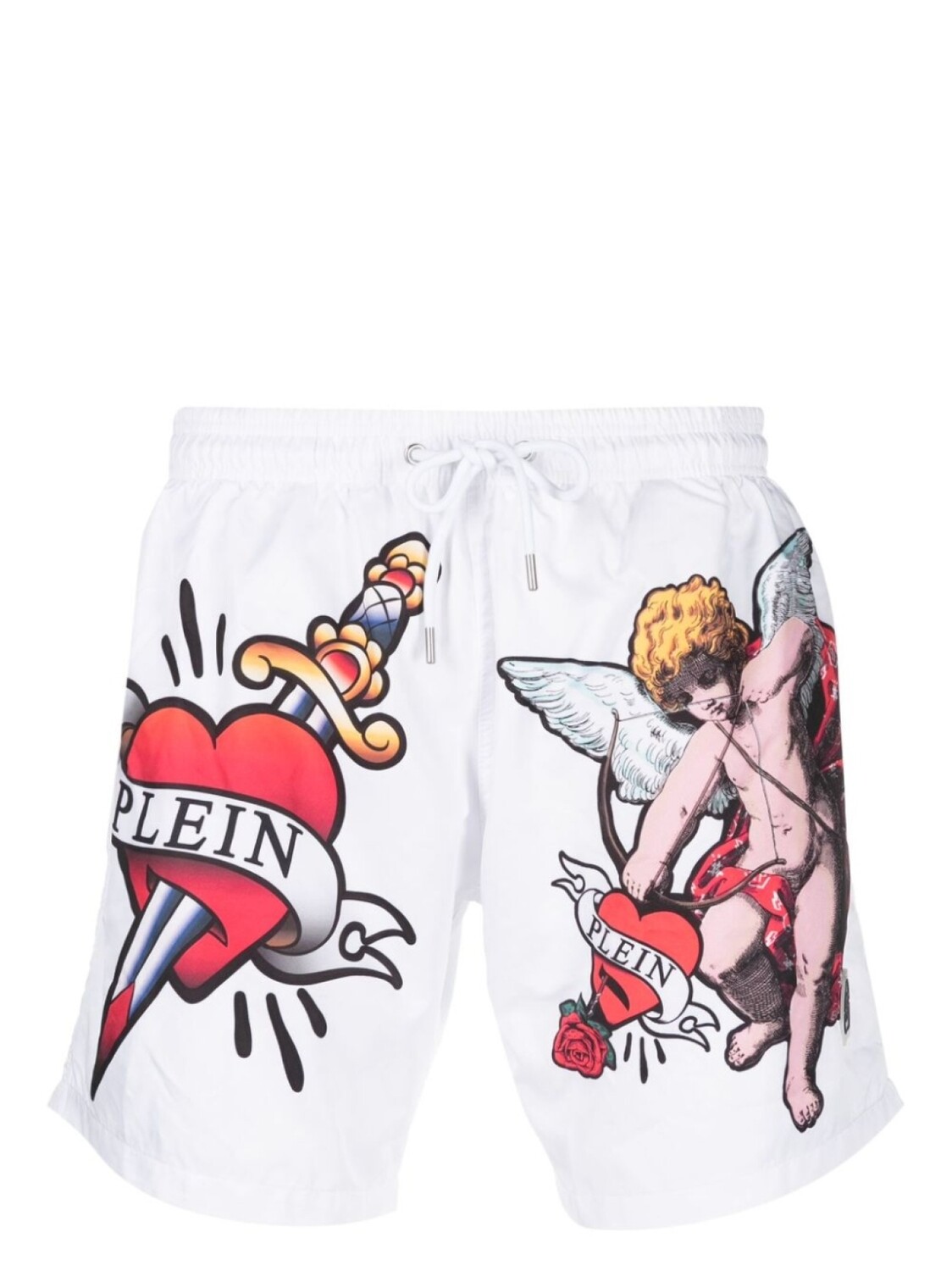 

Philipp Plein плавки-шорты с кулиской и принтом граффити, белый
