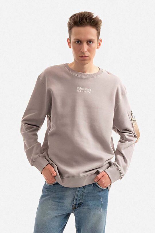 

Хлопковая толстовка Alpha Industries, серый