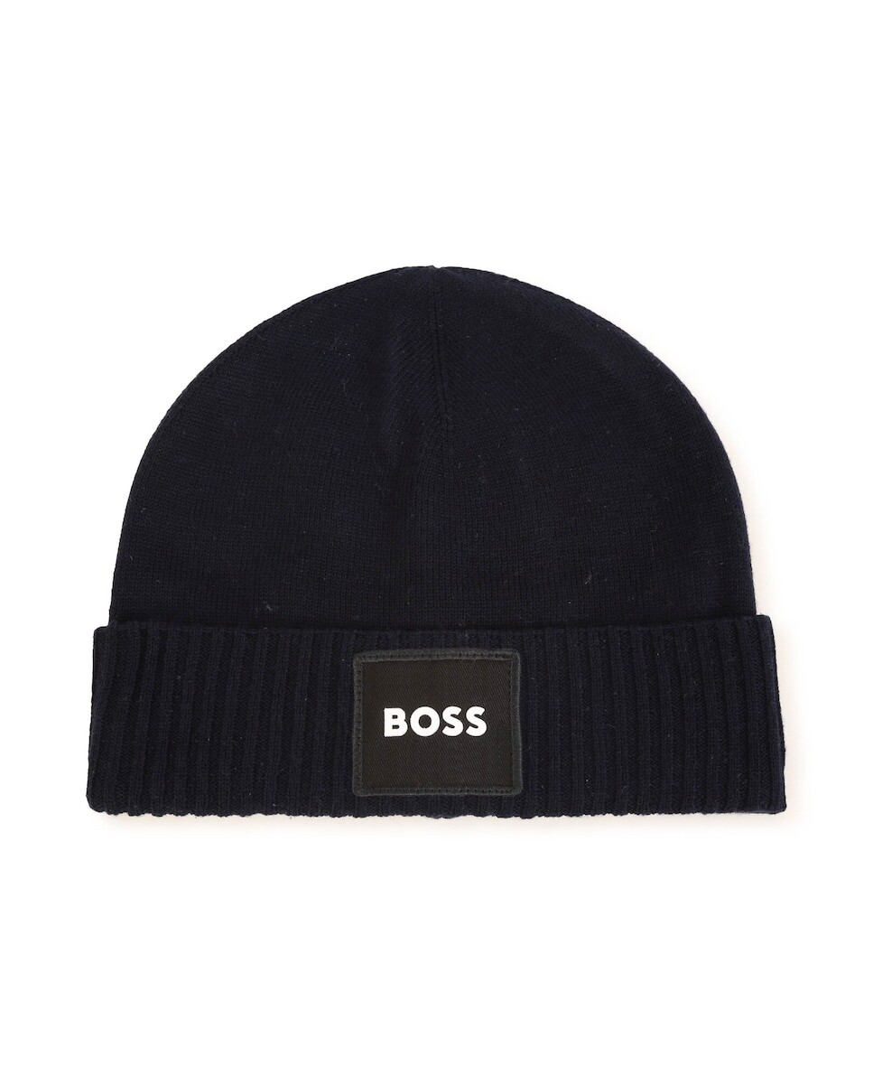

Шапка для мальчика с ребристым клапаном BOSS Kidswear, темно-синий