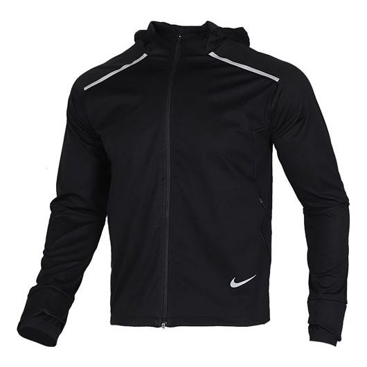 Куртка Nike Shield Reflective Zipper Sports Hooded Jacket Black, черный