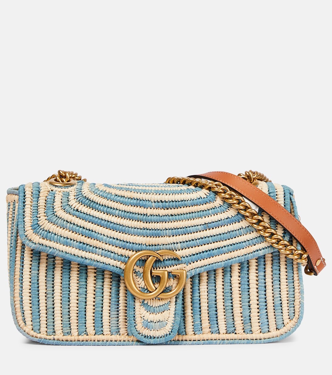 

Маленькая сумка через плечо GG Marmont из рафии Gucci, нейтральный