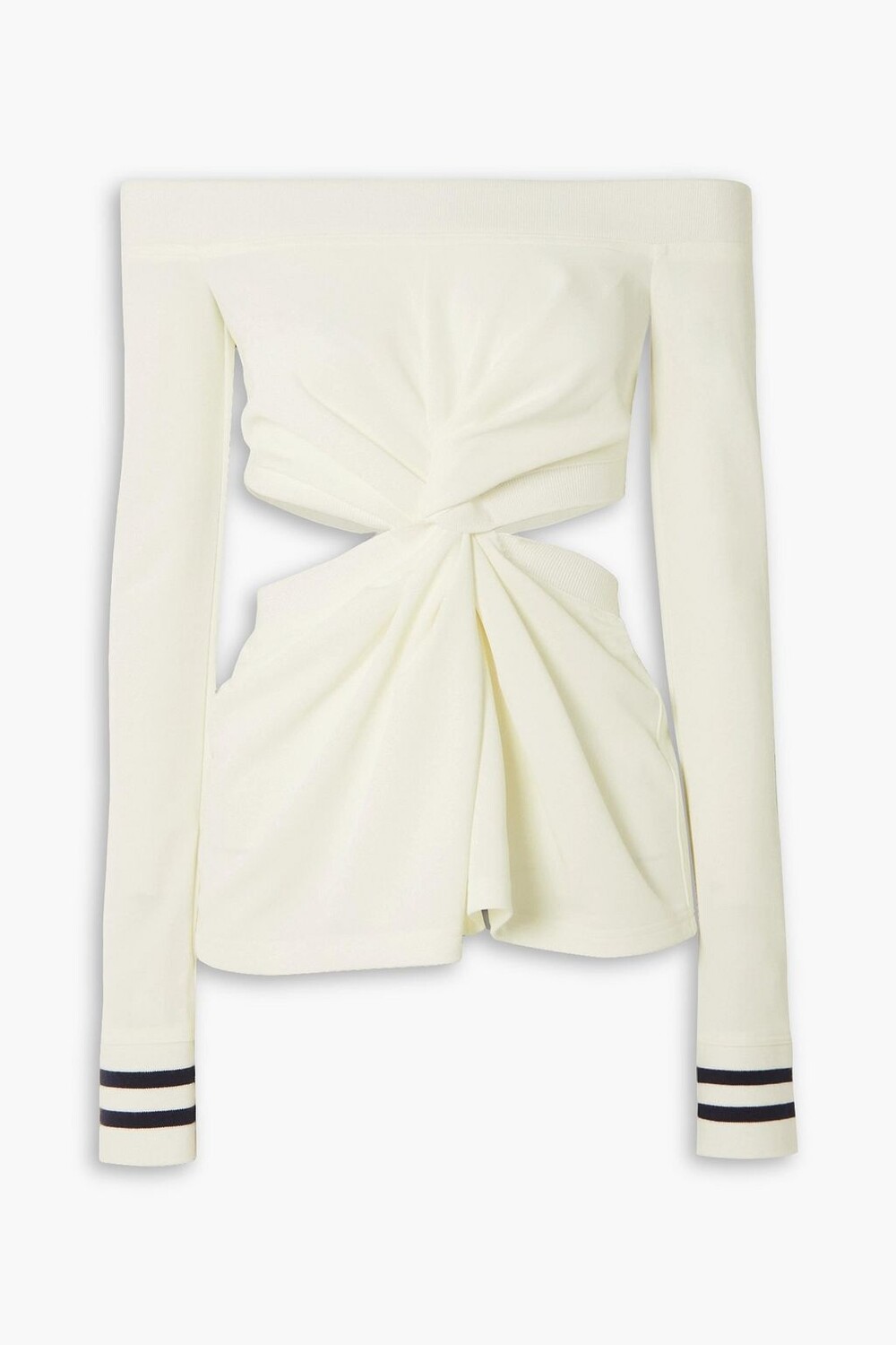 

Топ из крученого джерси с открытыми плечами JW ANDERSON, слоновая кость
