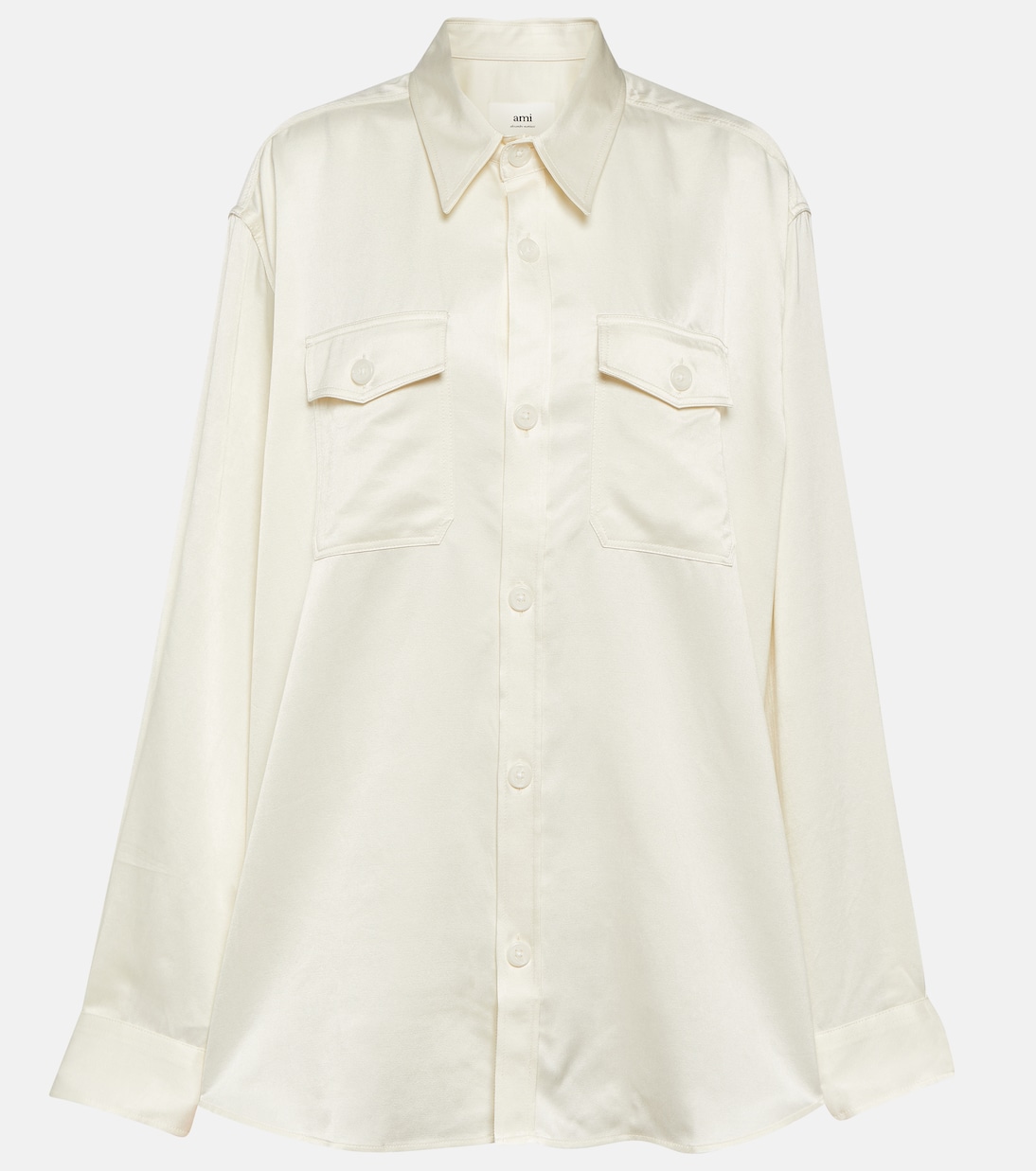 Верхняя рубашка из купро и смесовой шерсти Ami Paris, белый цена и фото