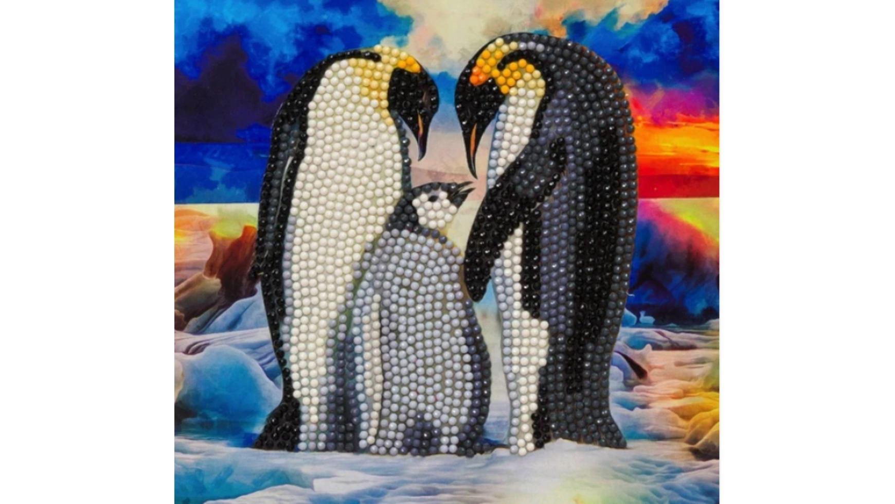 Craft Buddy Набор карточек для алмазной живописи Crystal Art Семья пингвинов 18x18см