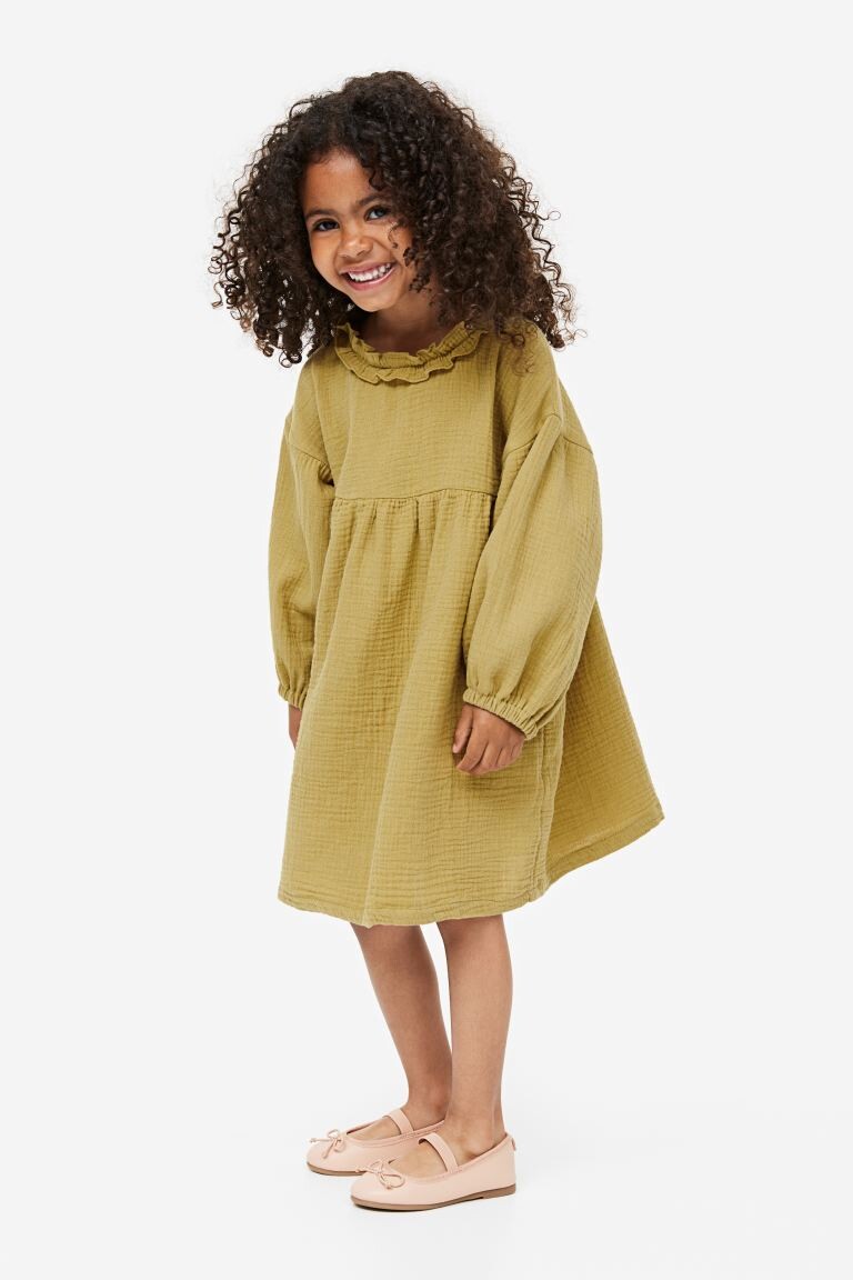 

Хлопковое платье с объемными рукавами H&M