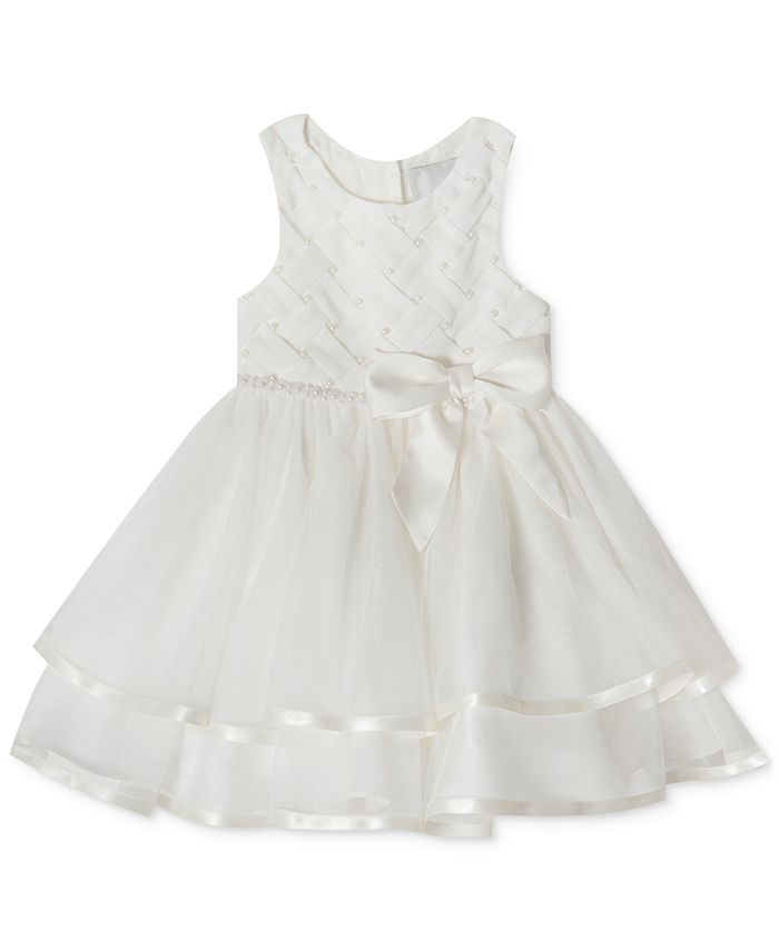 цена Многоярусное платье без рукавов с жемчугом для маленьких девочек Rare Editions, коричневый/бежевый