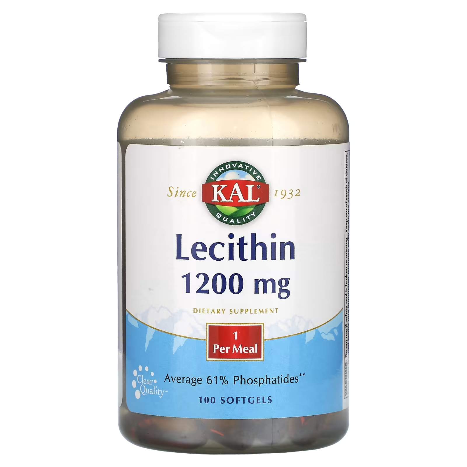 Лецитин KAL, 1200 мг, 100 мягких таблеток carlson labs лецитин 1200 мг 280 мягких таблеток