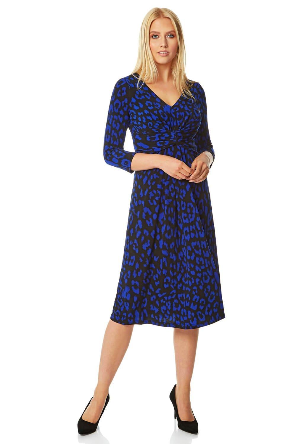 Расклешенное платье с животным принтом Roman, синий классические вечерние платья pleindi новинка трапециевидное короткое платье до колен с v образным вырезом элегантное формальное платье для с