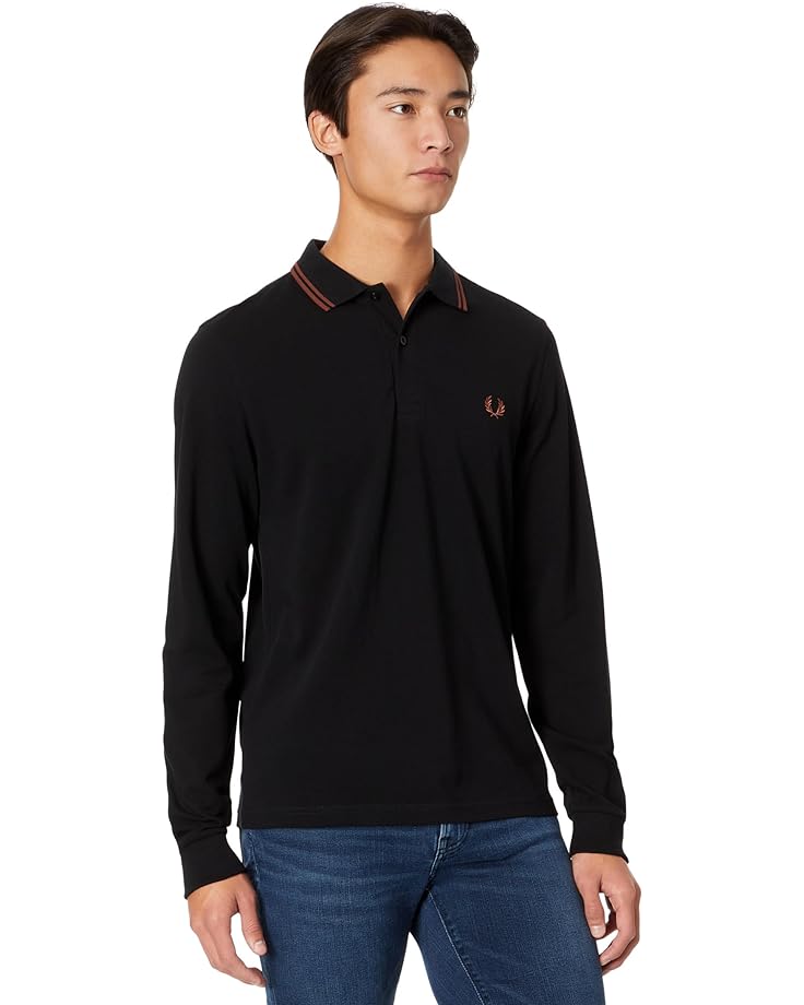 Рубашка Fred Perry Long Sleeve Twin Tipped, цвет Black/Whisky Brown