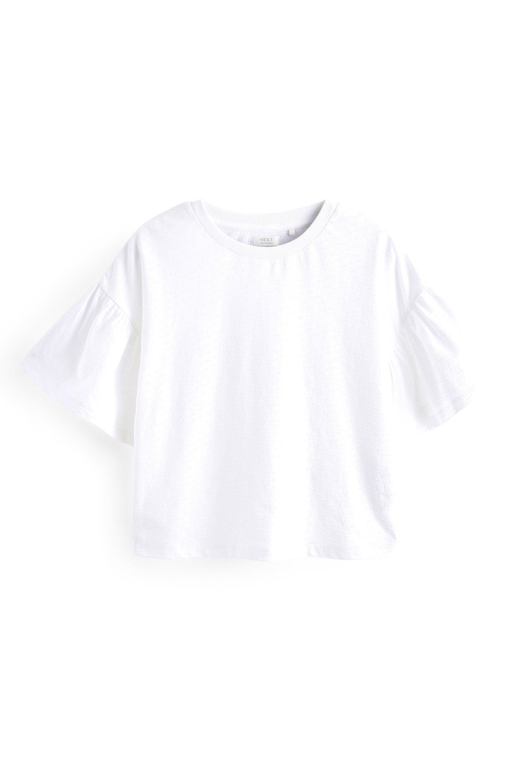 Базовая футболка Textured Frill Sleeve Regular Fit Next, белый
