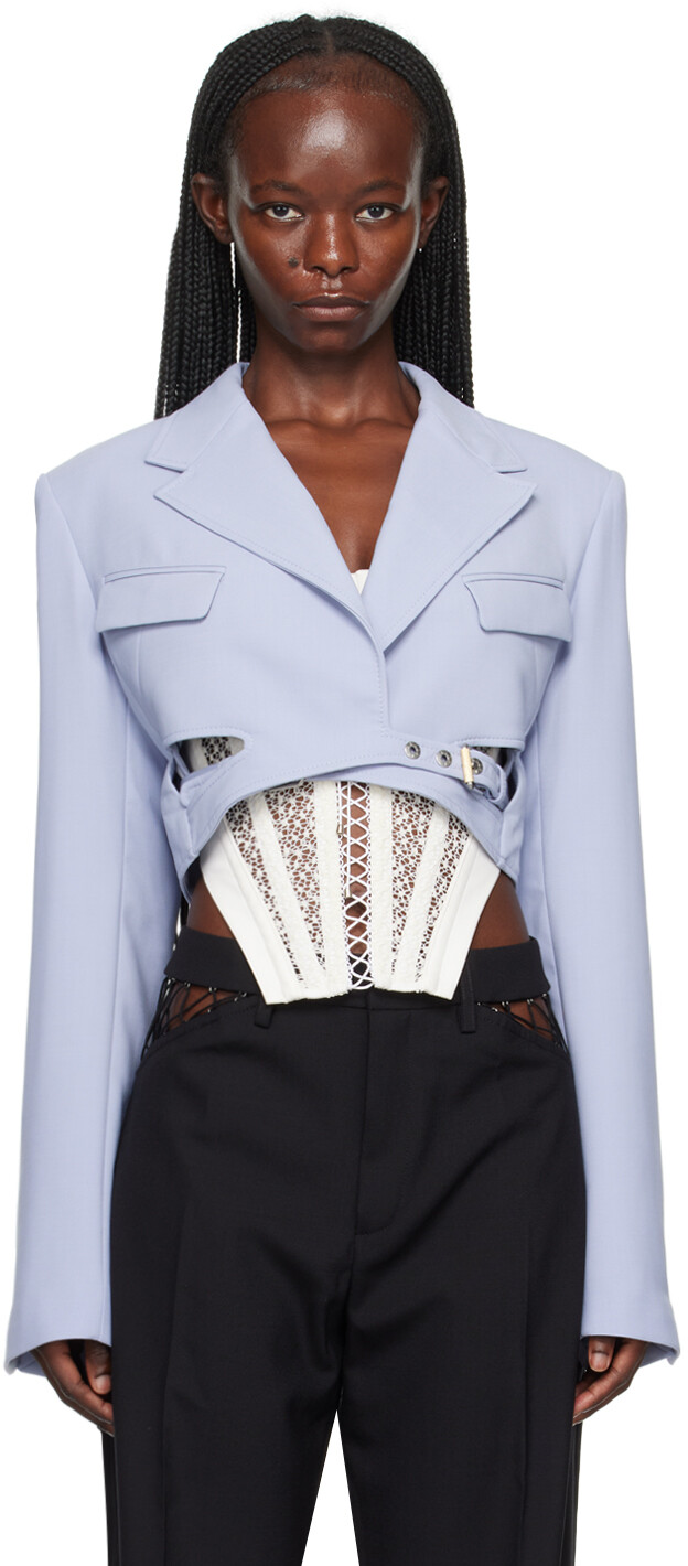 

Синий укороченный блейзер интерлок Dion Lee