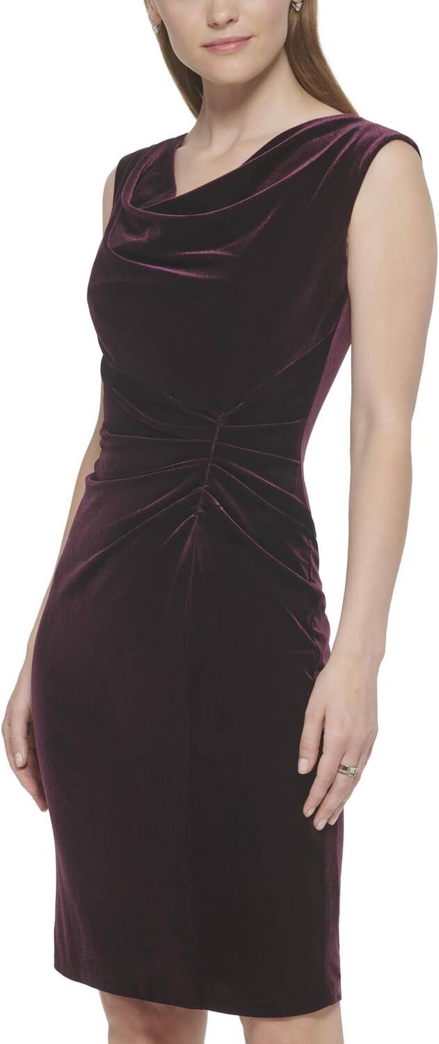 

Бархатное облегающее платье с воротником-хомутом Vince Camuto, цвет Auburn