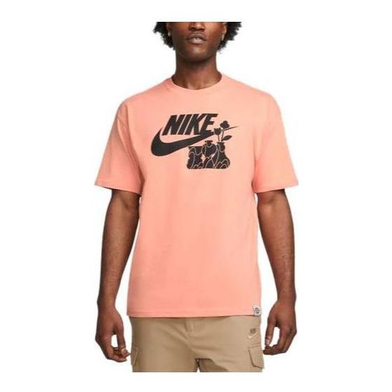 Рубашка Nike Sportswear Short Sleeve Swoosh Holographic T-shirt 'Light Madder Root', цвет light madder root/white