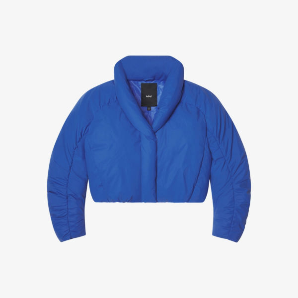 Укороченная стеганая куртка свободного кроя с капюшоном и набивкой Khy, цвет cobalt