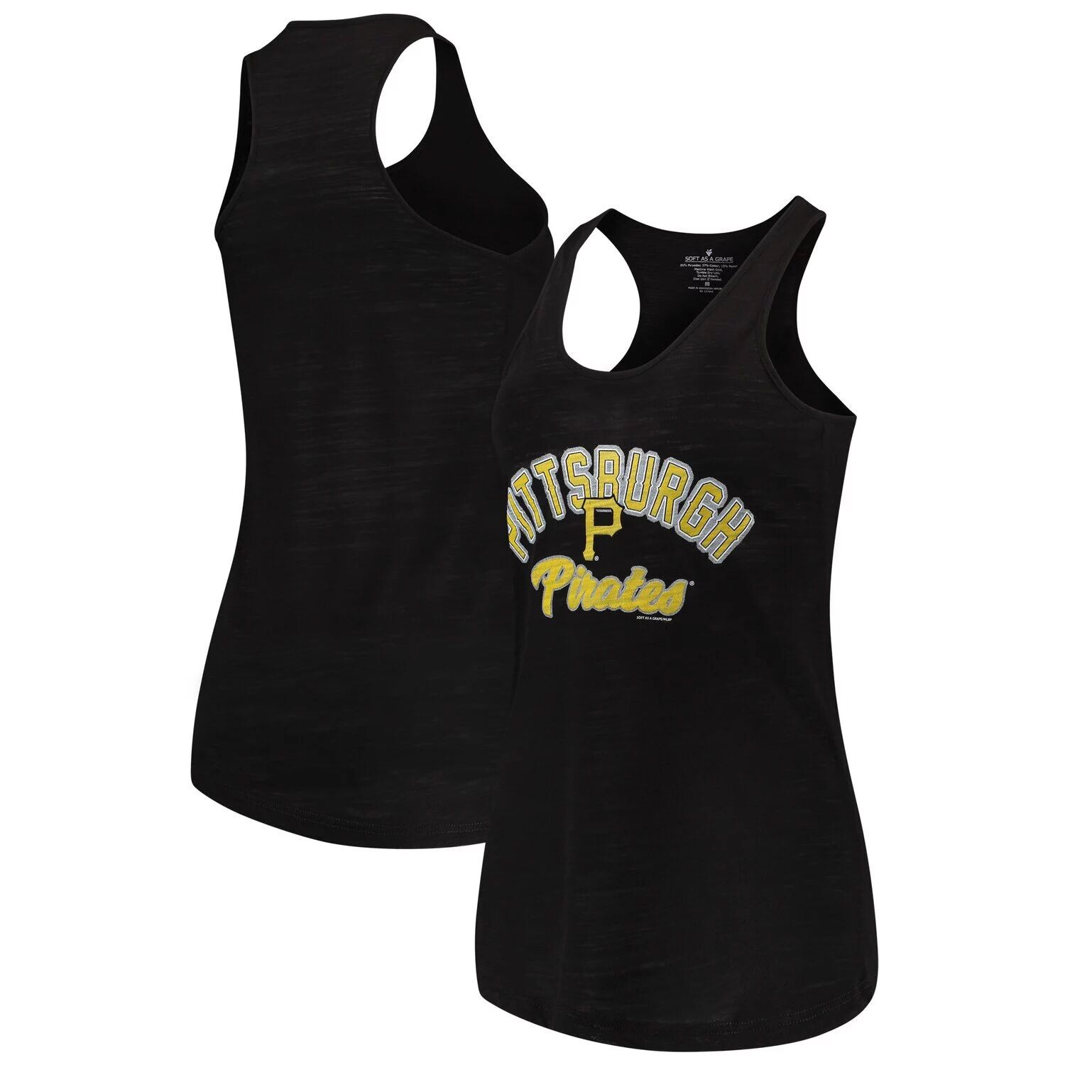 

Женская мягкая, как виноград, черная майка Pittsburgh Pirates Multicount Racerback, Черный