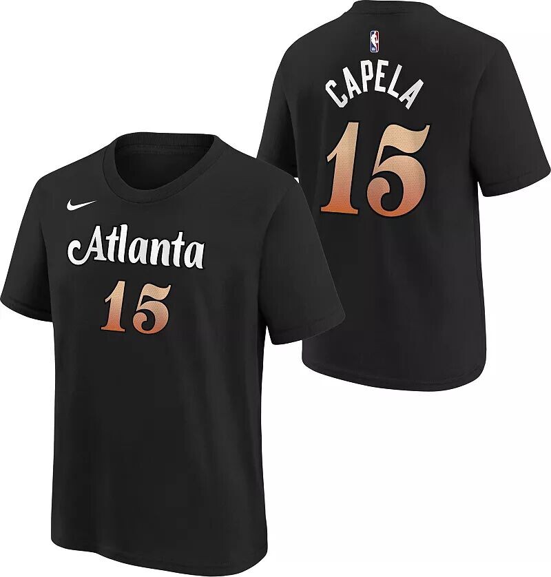 

Черная хлопковая футболка Nike Youth 2022-23 City Edition Atlanta Hawks Clint Capela #15