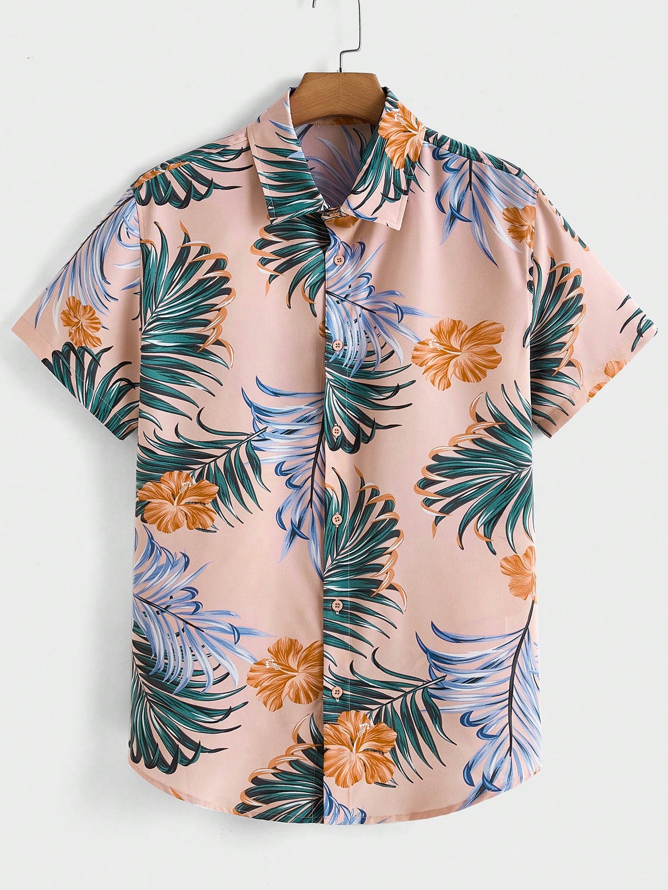 цена Мужская рубашка свободного кроя Manfinity RSRT с тропическим принтом, розовый