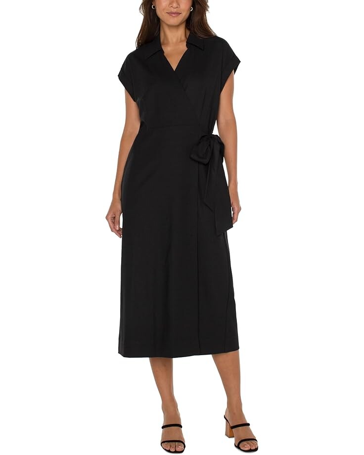 

Платье Liverpool Los Angeles Textured Stretch Woven Collared Wrap, черный