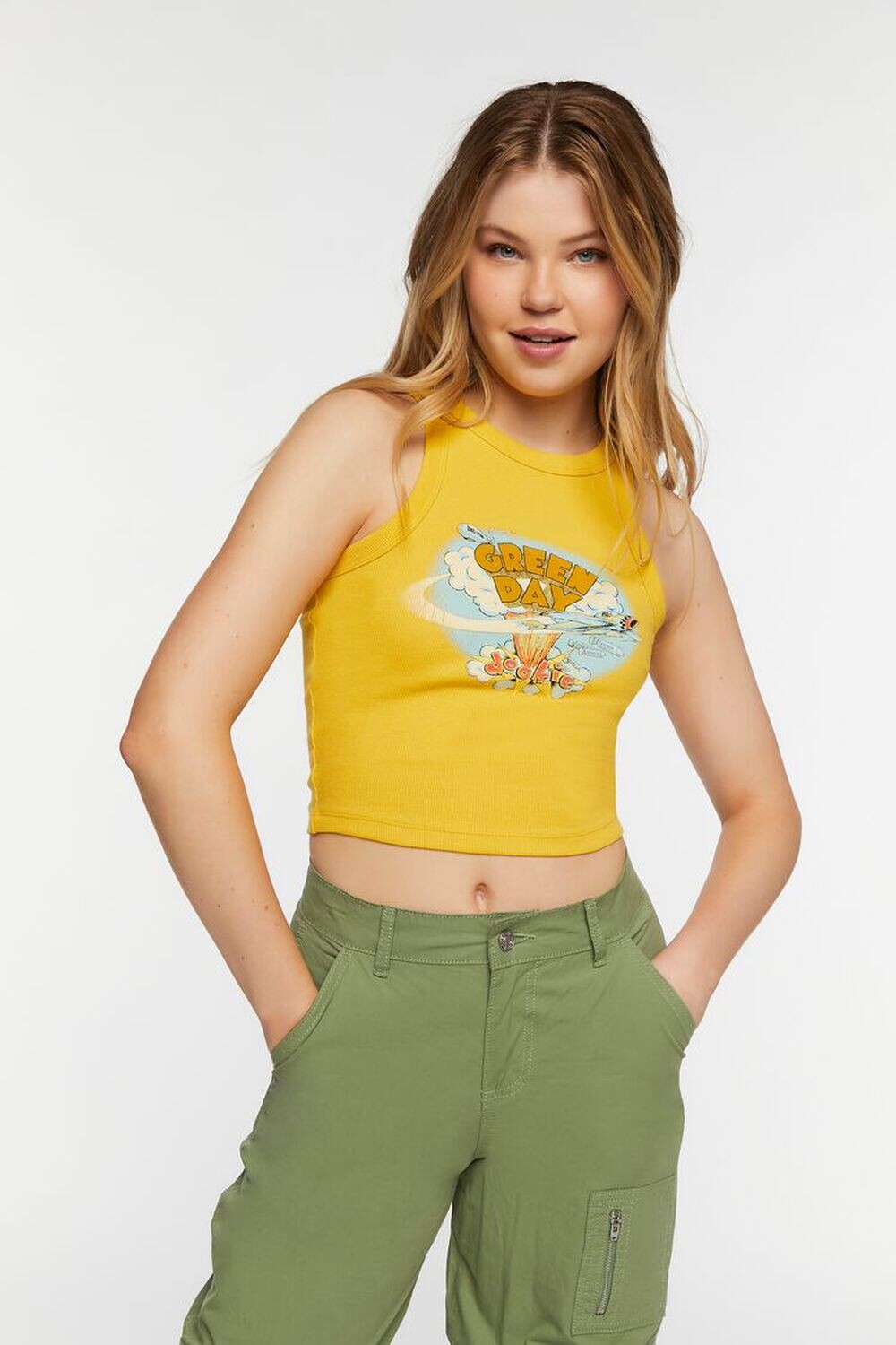 

Майка с графическим рисунком Green Day Forever 21, желтый