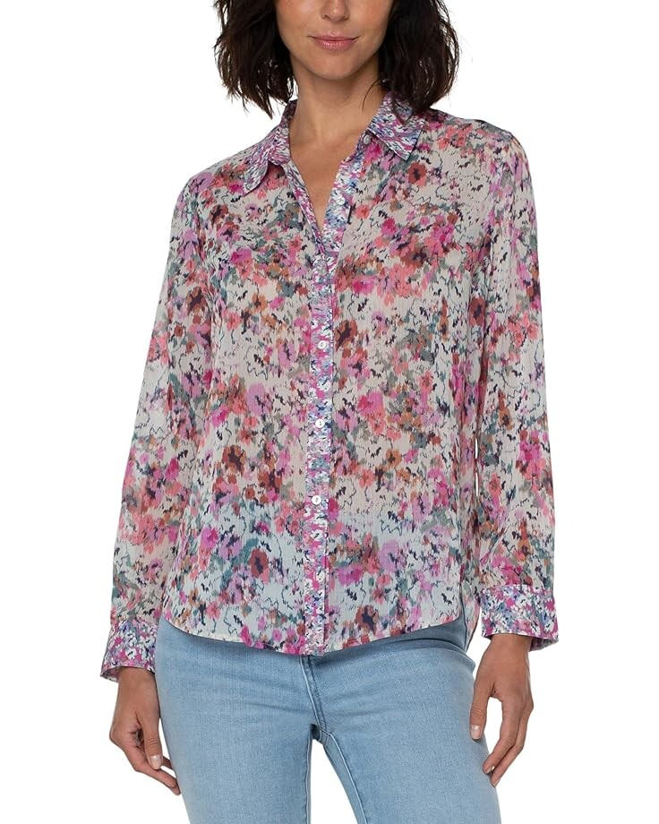 

Рубашка Liverpool Los Angeles Long Sleeve Button Front Shirt, цвет Painted Floral