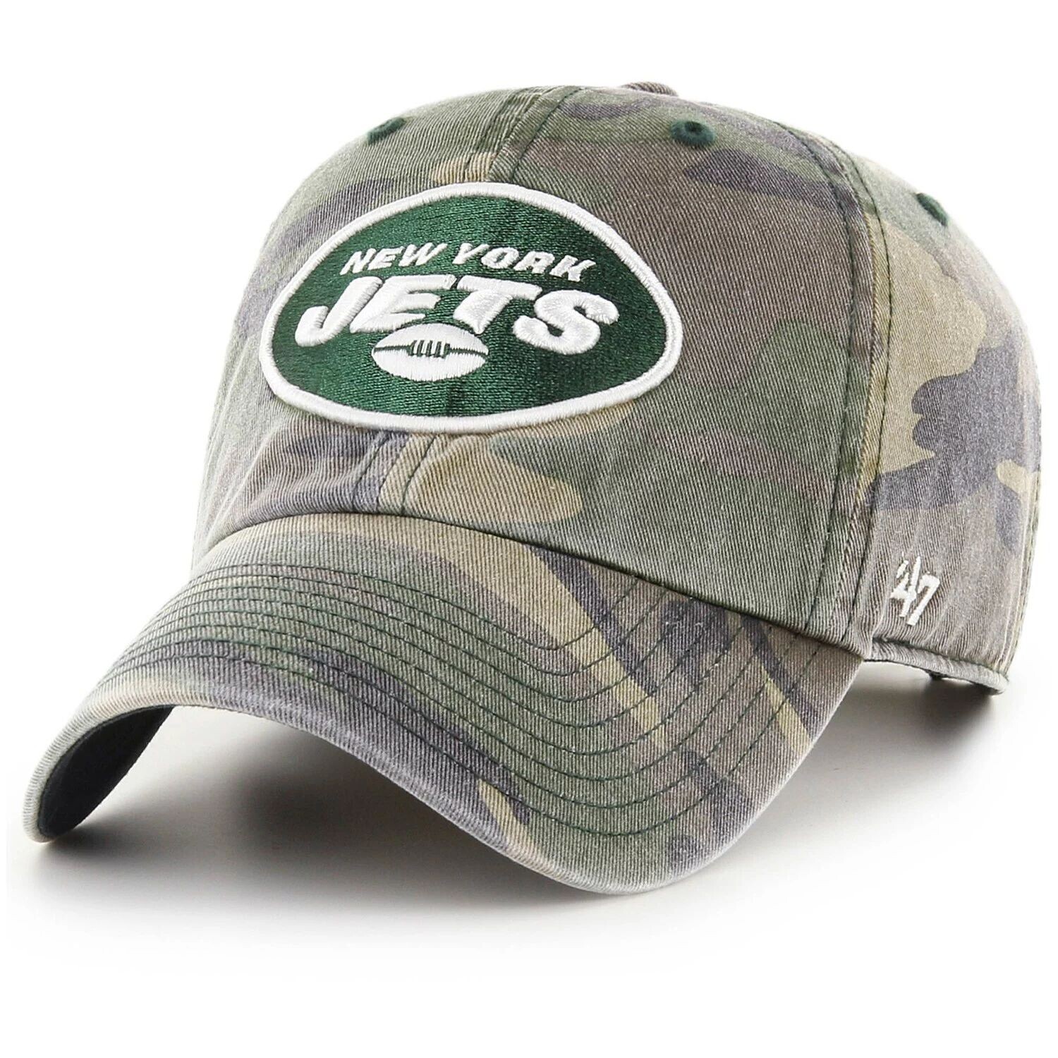 

Мужская регулируемая кепка камуфляжного цвета '47 New York Jets Woodland Clean Up