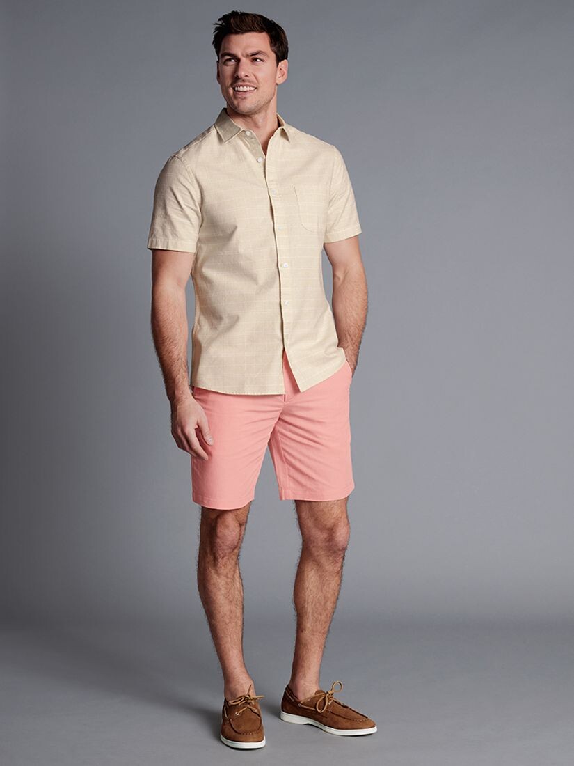 

Charles Tyrwhitt Облегающие хлопковые льняные шорты, светло-кораллово-розовый