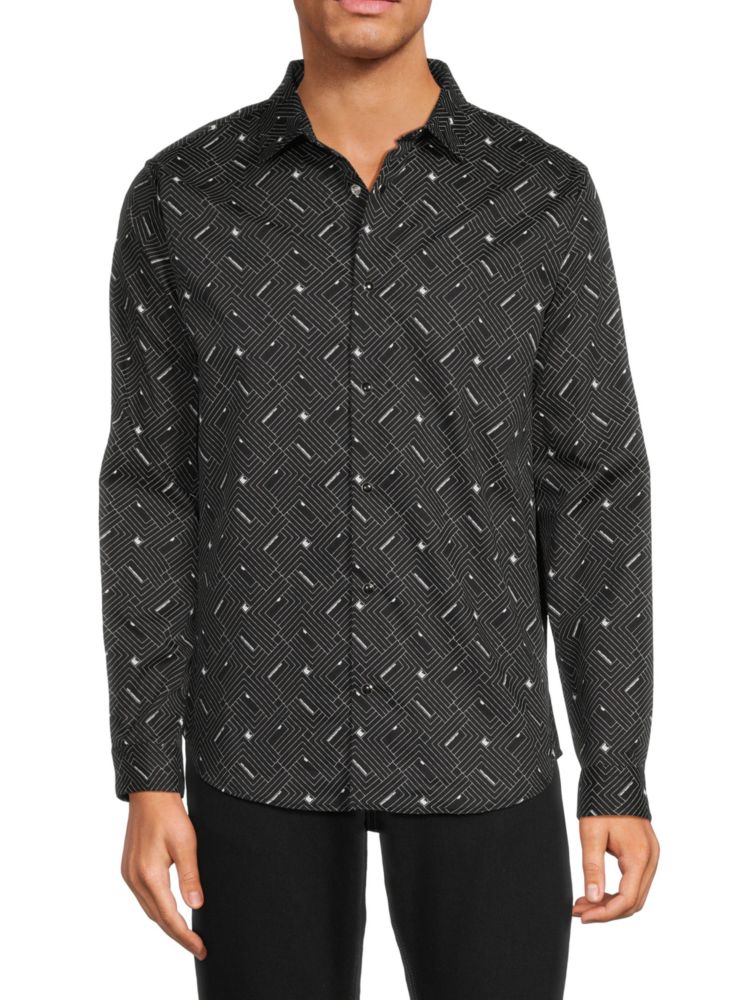 цена Рубашка с геометрическим рисунком Karl Lagerfeld Paris, черный