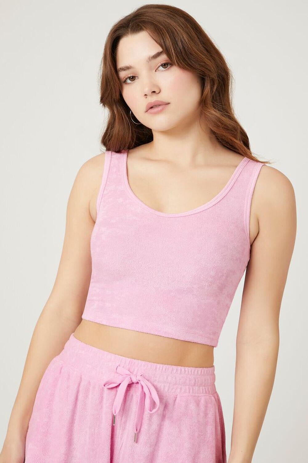 

Велюровый укороченный топ Forever 21, розовый