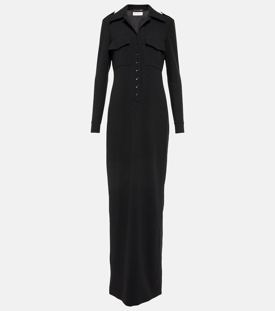 

Платье-поло макси из шерсти SAINT LAURENT, черный