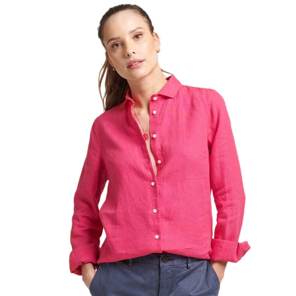 

Рубашка с длинным рукавом Superdry Studios Linen, розовый