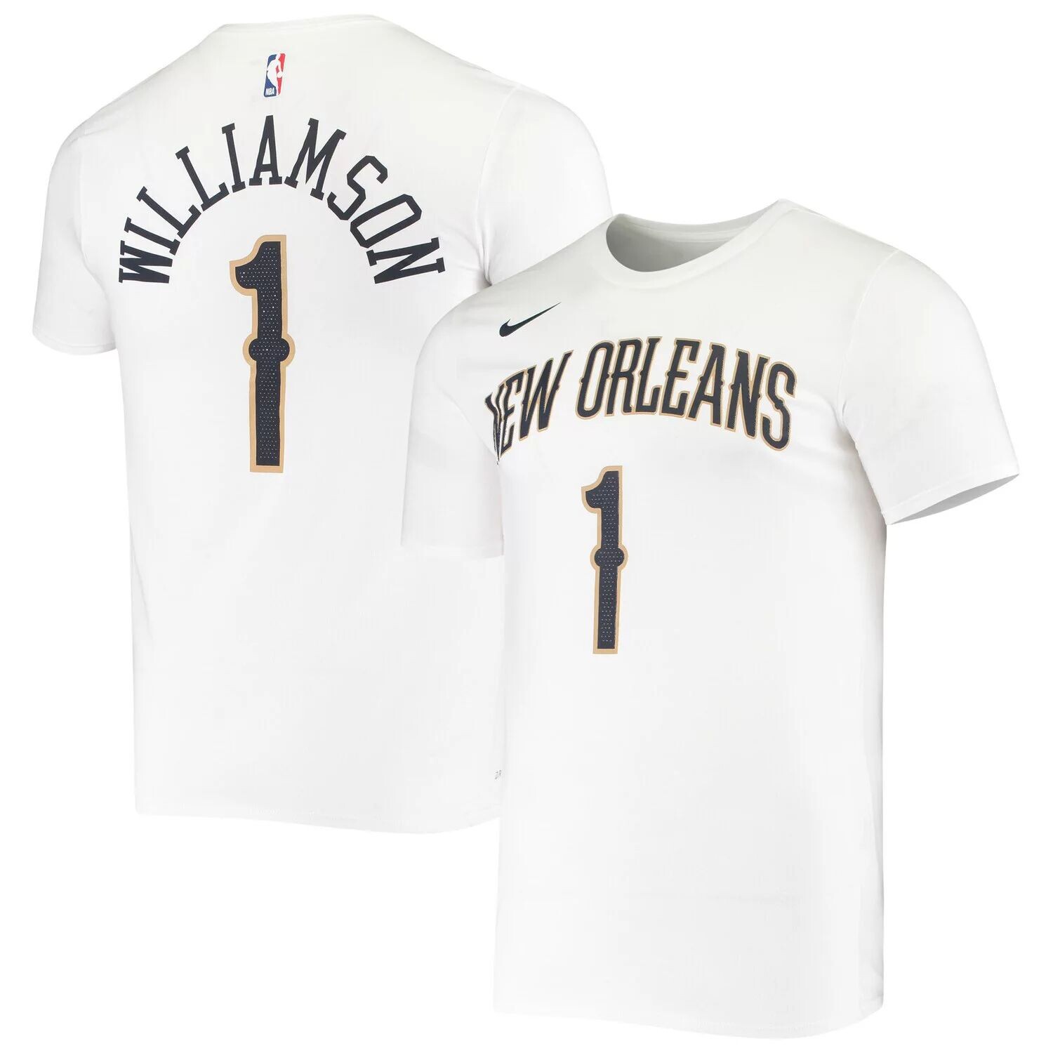

Мужская белая футболка Nike Zion Williamson New Orleans Pelicans с именем и номером Performance, Белый